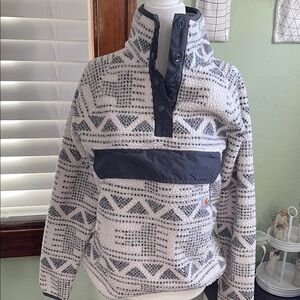 Carhartt gray and White Geometric Fleece Pullover